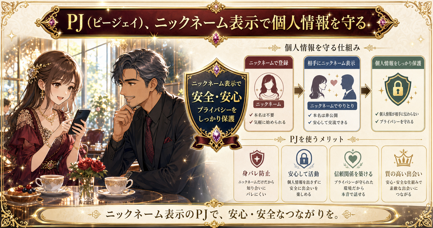 第3位：PJ（ピージェイ）、ニックネーム表示で個人情報を守る