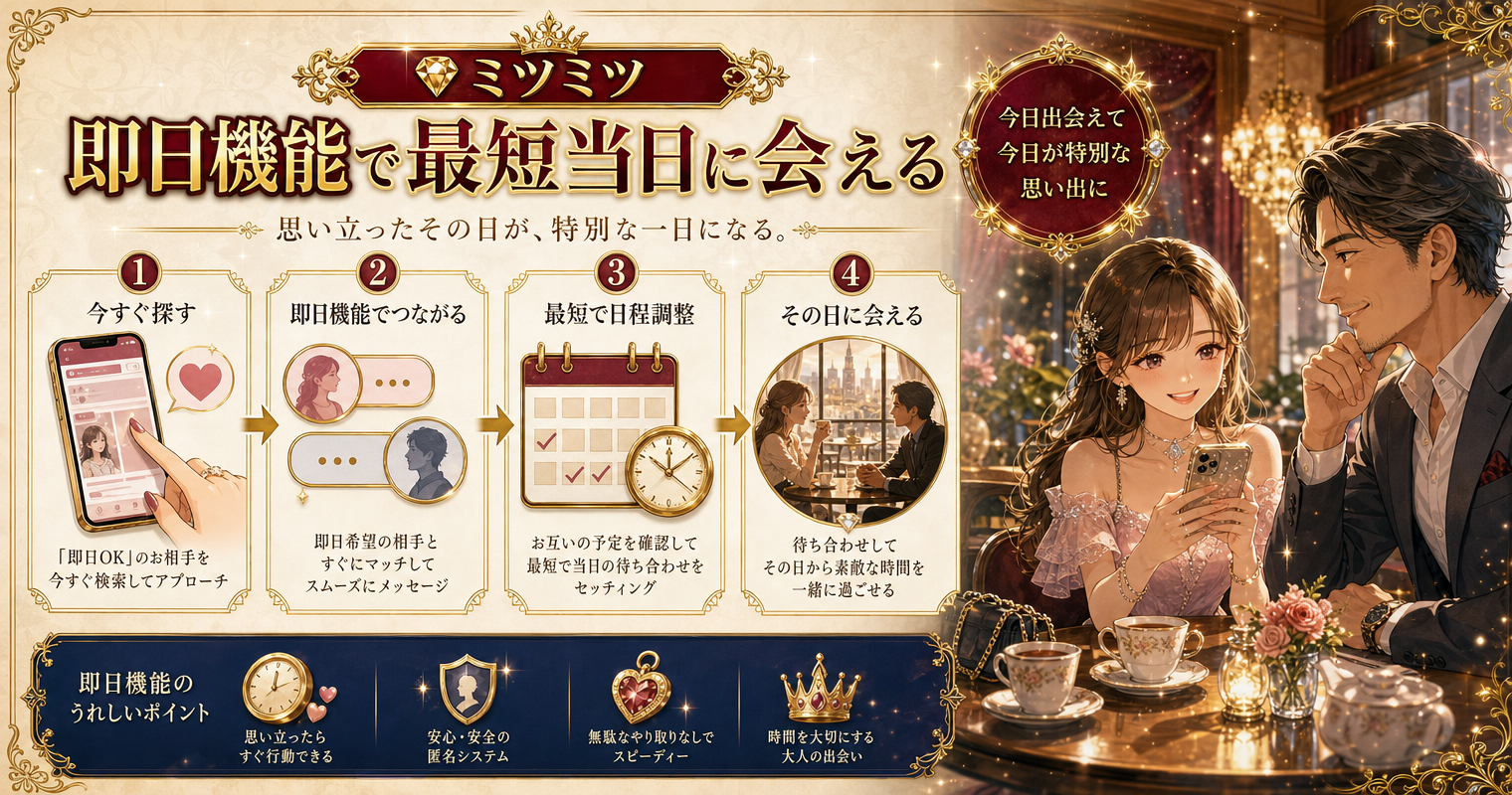 第7位：ミツミツ、即日機能で最短当日に会える