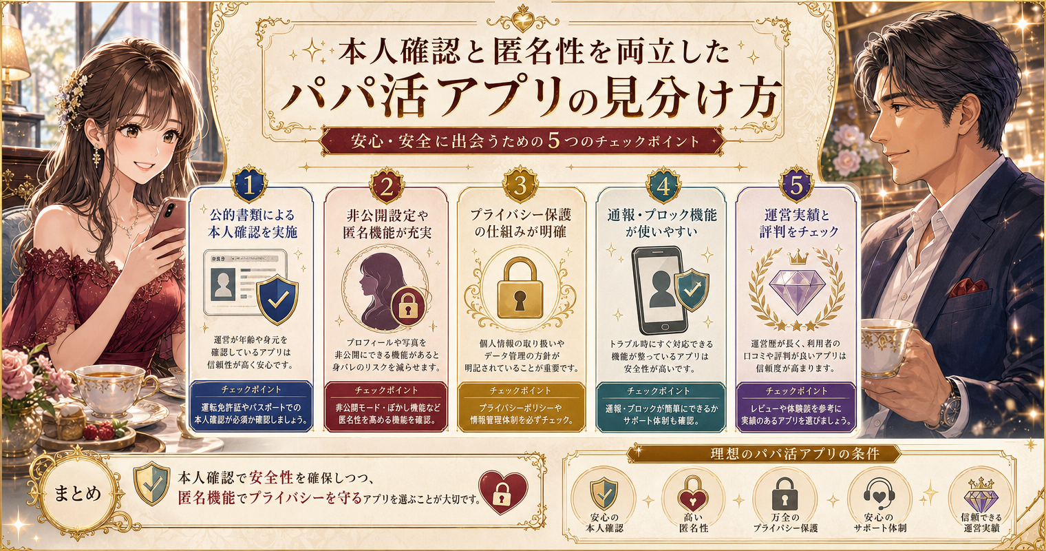 本人確認と匿名性を両立したパパ活アプリの見分け方