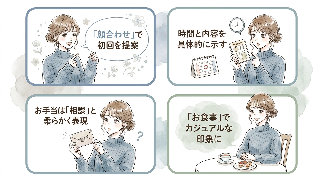 【例文4】こちらから条件を確認するメッセージ